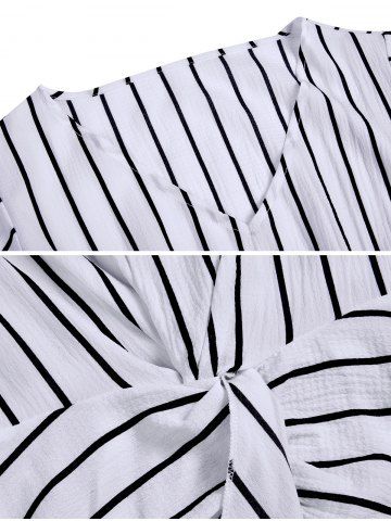 

Twisted Striped Butterfly Sleeve Blouse, White