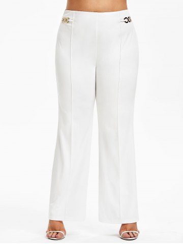 

Plus Size High Rise Metal Pants, White