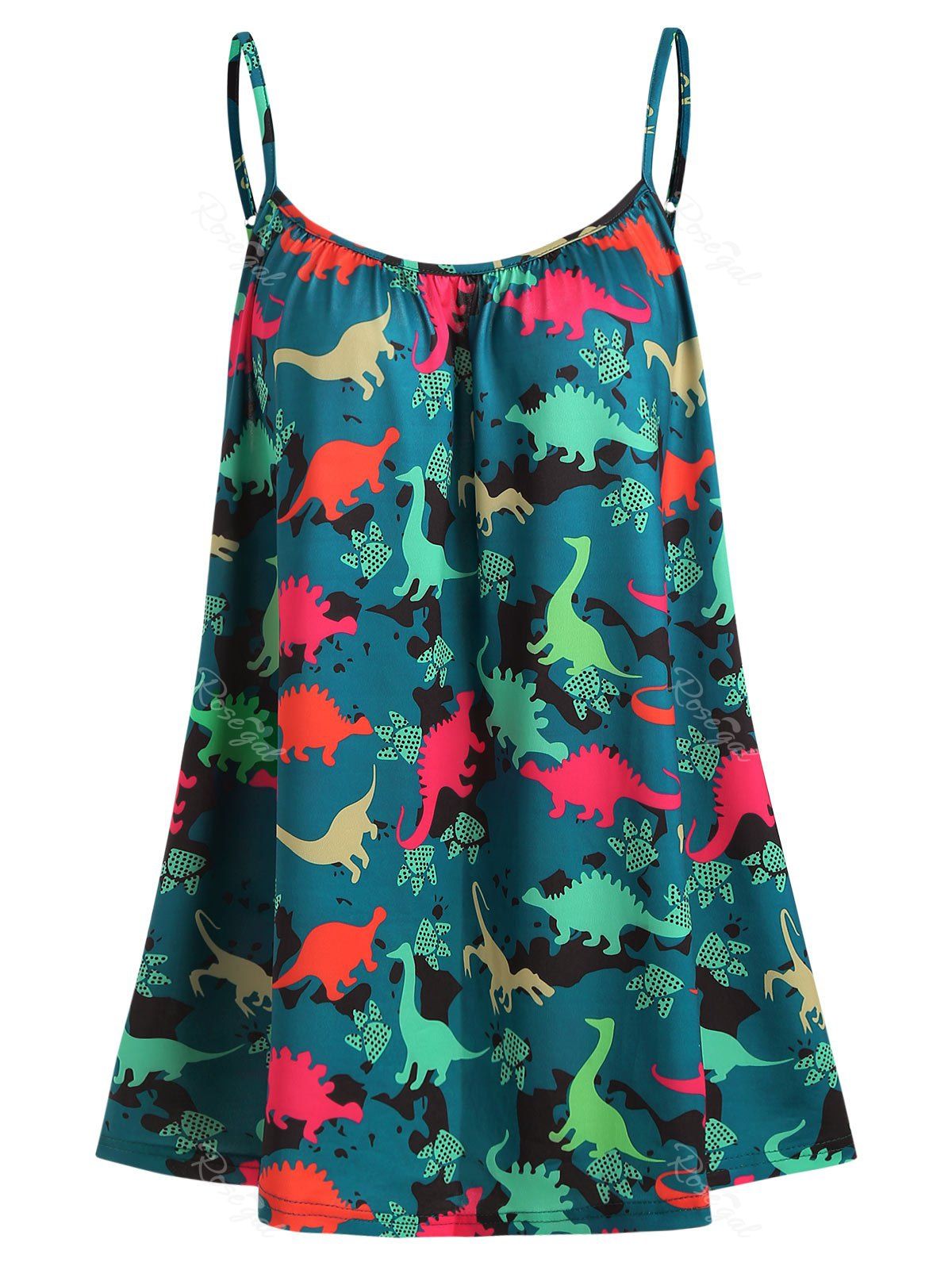 

Plus Size Dinosaur Print Cami Top, Greenish blue
