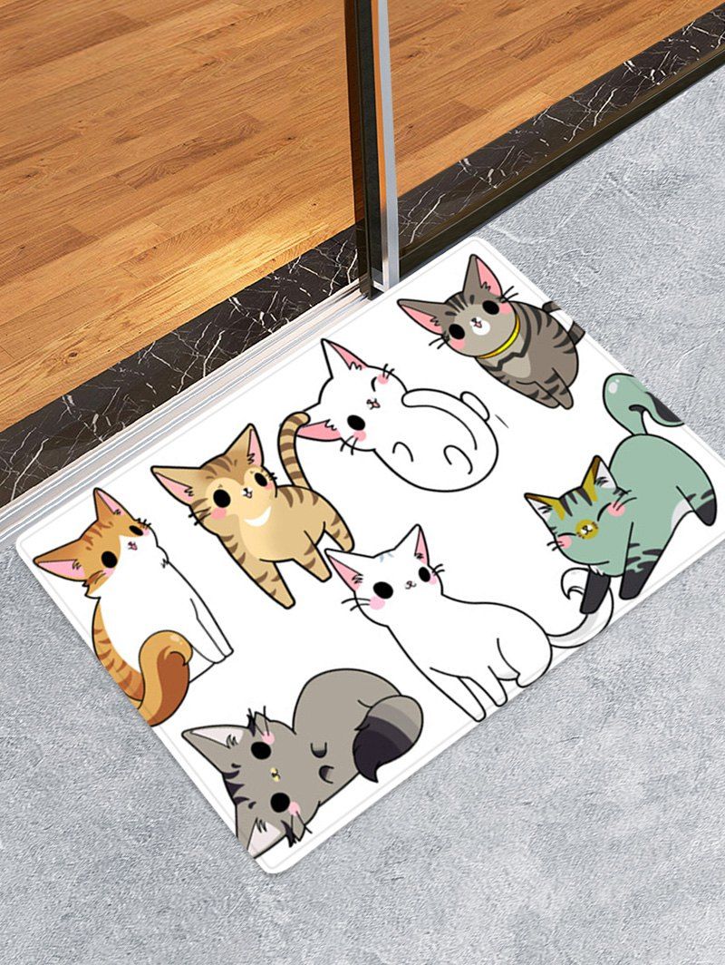 

Cartoon Cats Patterned Water Absorption Area Rug, Multi