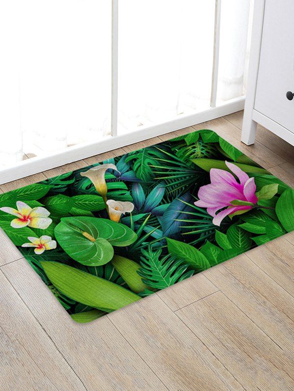 

Flower Leaf Design Floor Mat, Multi-a