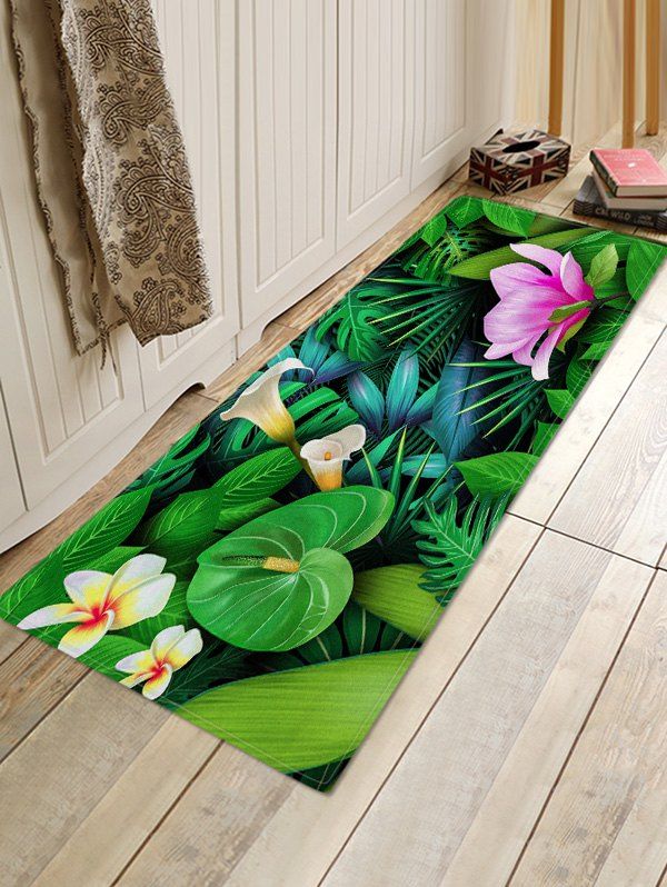 

Flower Leaf Design Floor Mat, Multi-a