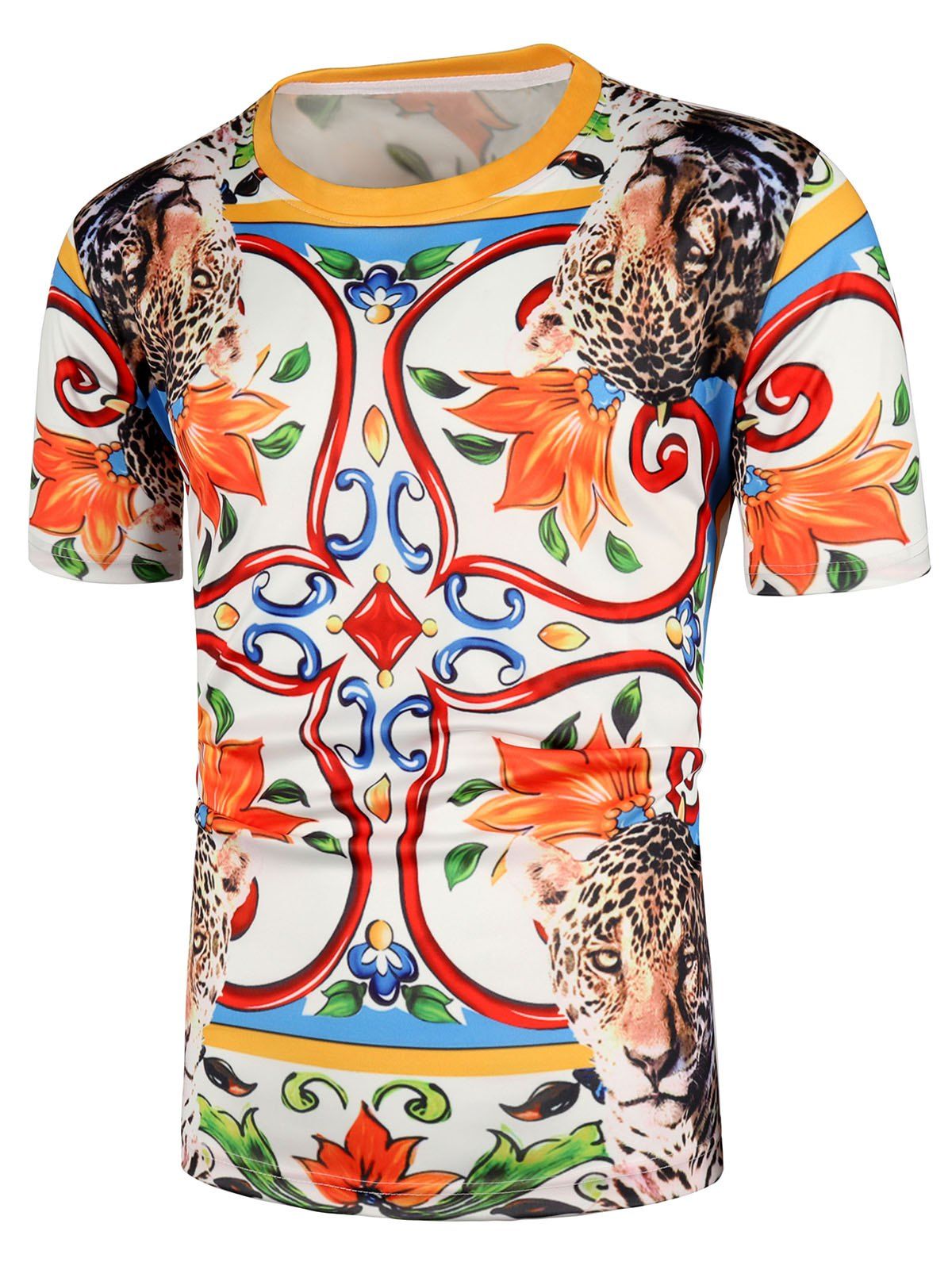 

Leopard Print Short Sleeves T-shirt, White