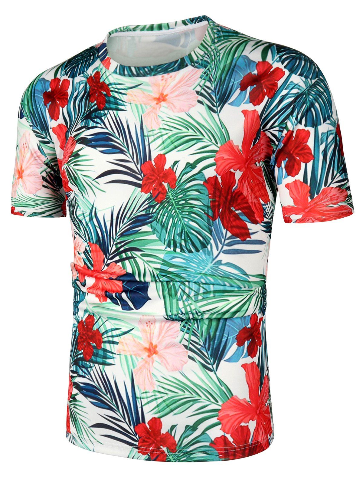 

Floral Plant Print Short Sleeves T-shirt, White