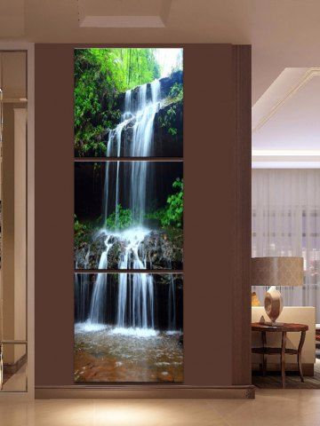 

Forest Waterfall Printed Unframed Split Canvas Paintings, Multi