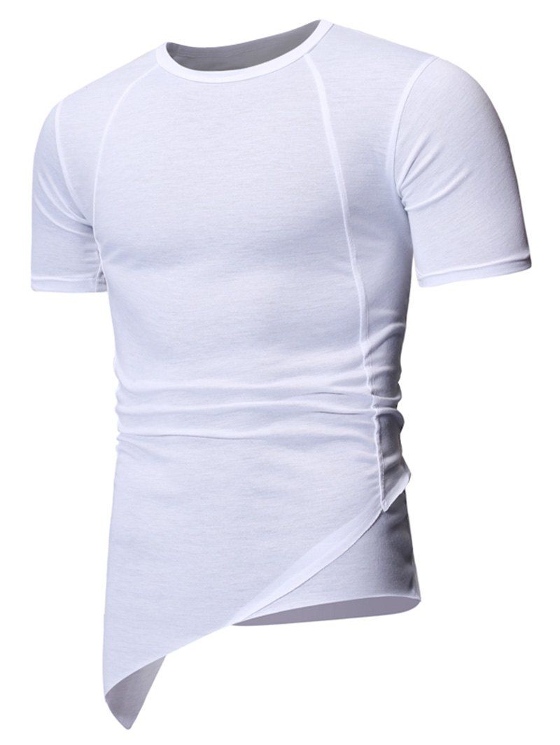 

Solid Color Casual Round Neck T-shirt, White