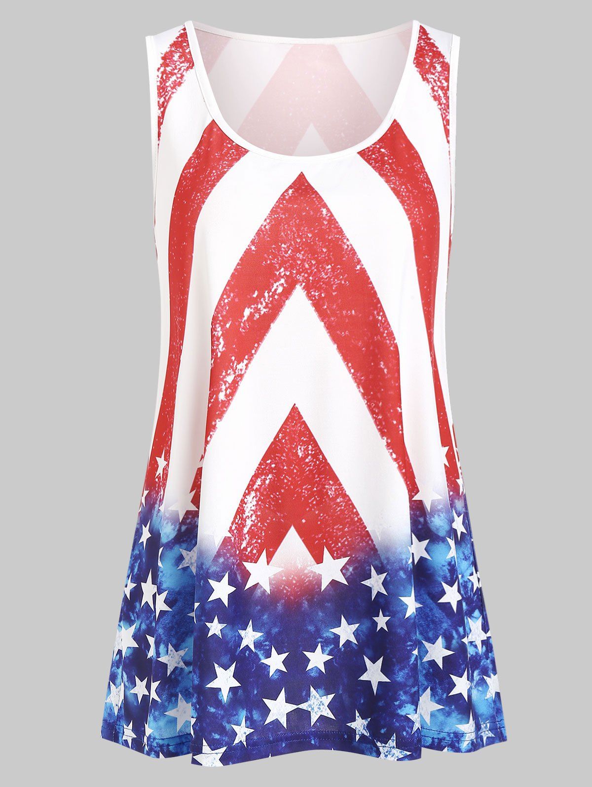 

American Flag Print Flare Tank Top, Multi-c