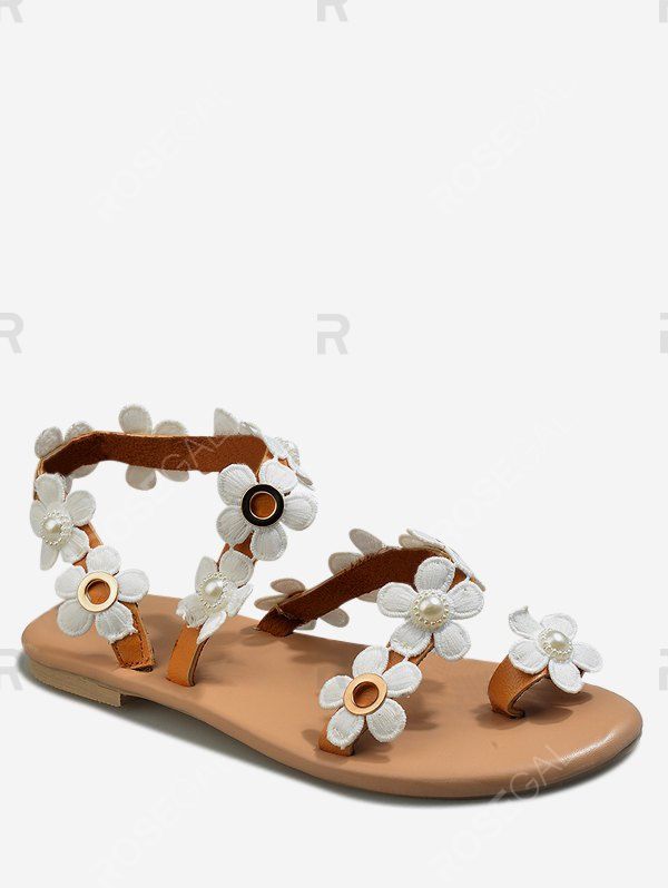 

Flower Pattern Summer Casual Sandals, Deep brown