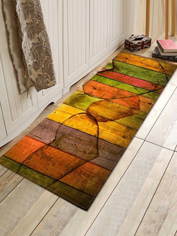 

Wooden Love Heart Design Floor Mat, Goldenrod