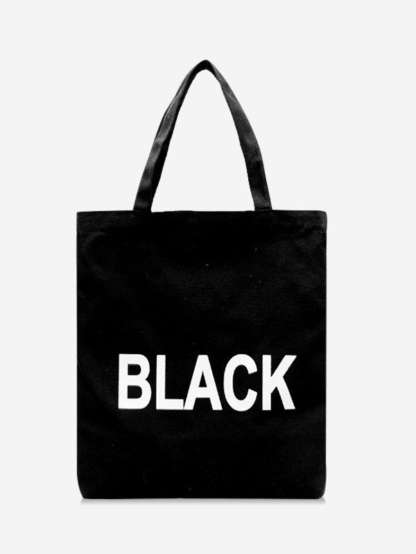 

Letter Graphic Canvas Shoulder Bag, Black