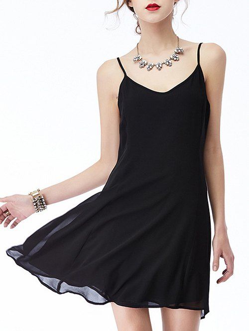 

A Line Cami Short Dress, Black