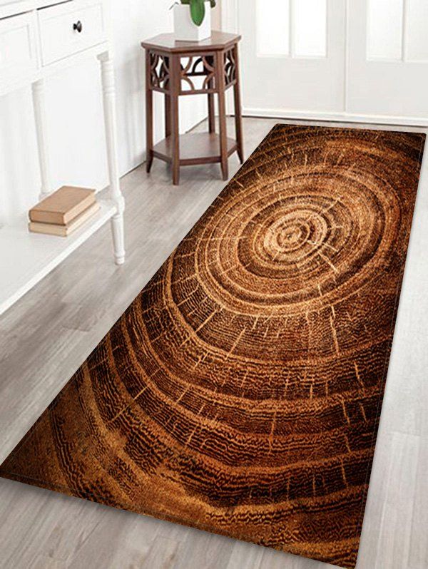 Wood Growth Ring Print Floor Rug, Coffee