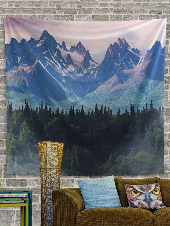 

Forest and Mountains Print Tapestry Wall Hanging Art Decoration, Blue ivy