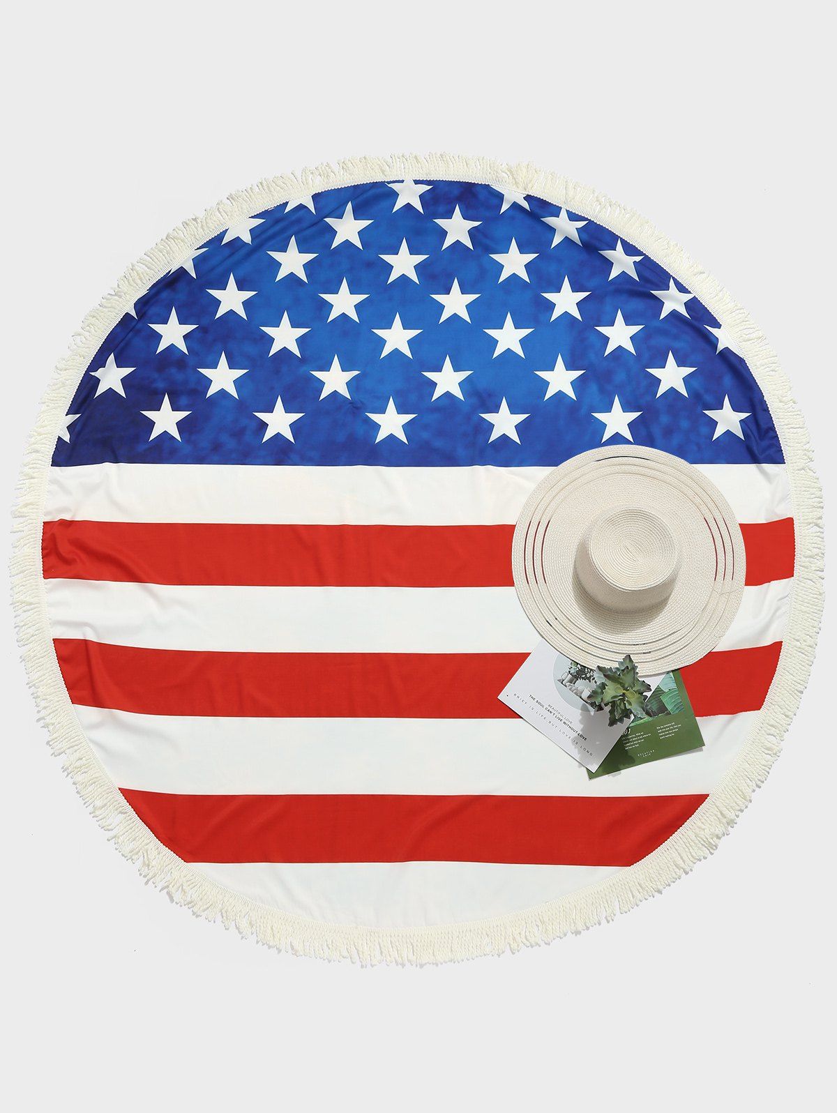 

American Flag Round Fringed Beach Throw, Multi