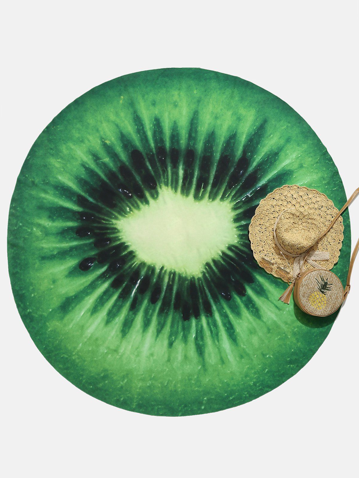 

Round Kiwi Fruit Sunbath Beach Throw, Green apple