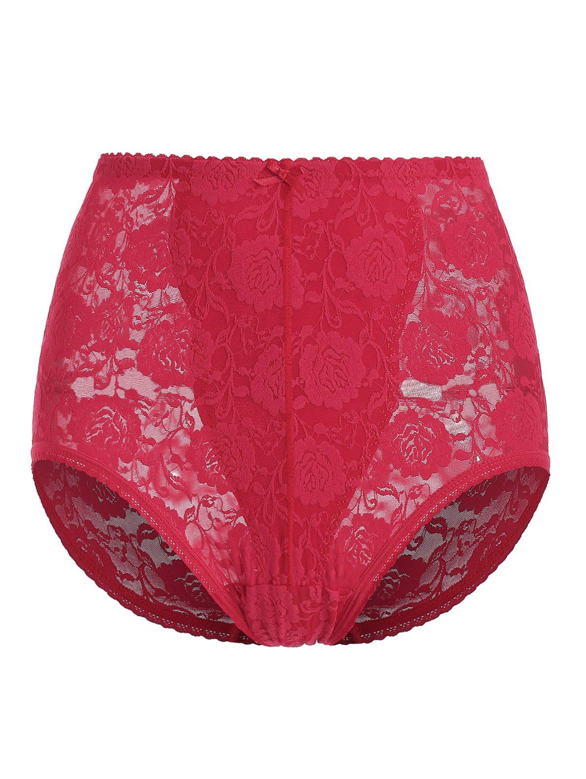 

High Waisted Mesh Jacquard Panties, Ruby red