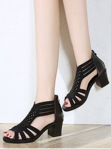 

Diamante Chunky Heel Gladiator Sandals, Black