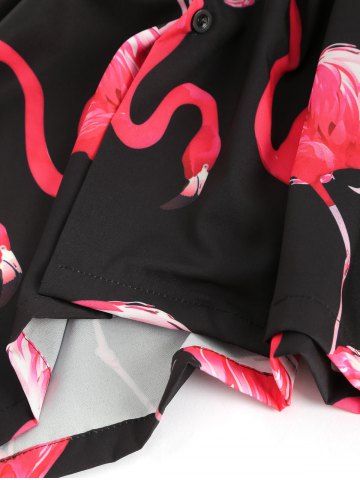 

Flamingo Printed Short Sleeves Casual Shirt, Black
