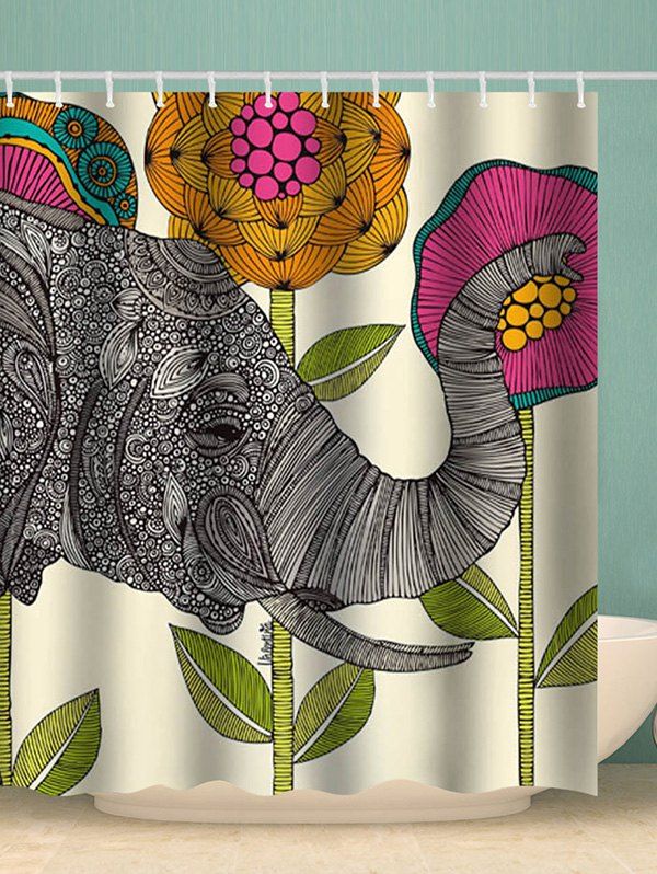 43 Off Bohemian Flower Elephant Print Shower Curtain Rosegal