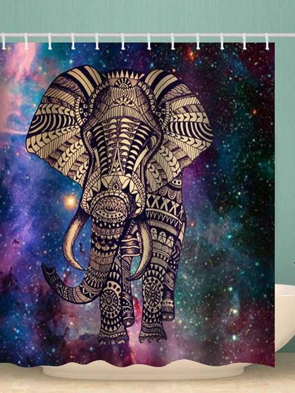 

Galaxy Elephant Print Bohemian Shower Curtain, Multi