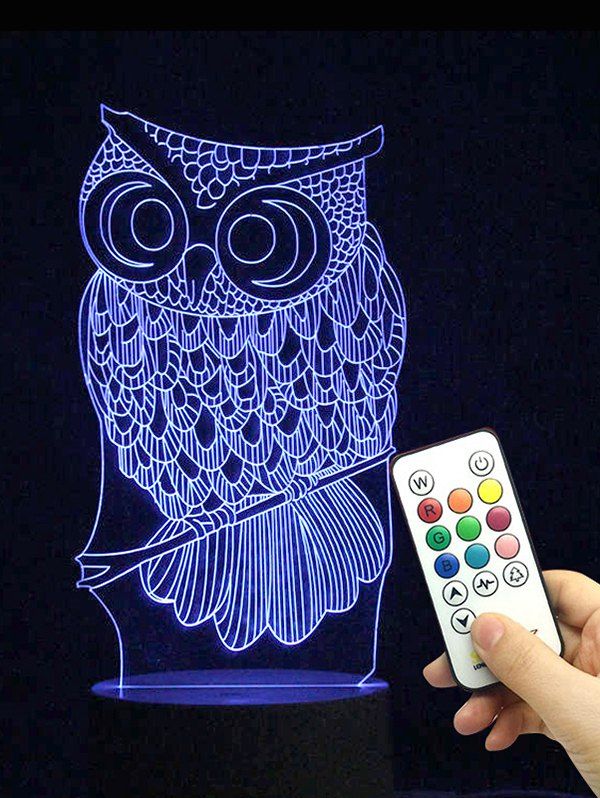 Owl Shape Color Changing LED Night Light, Transparent