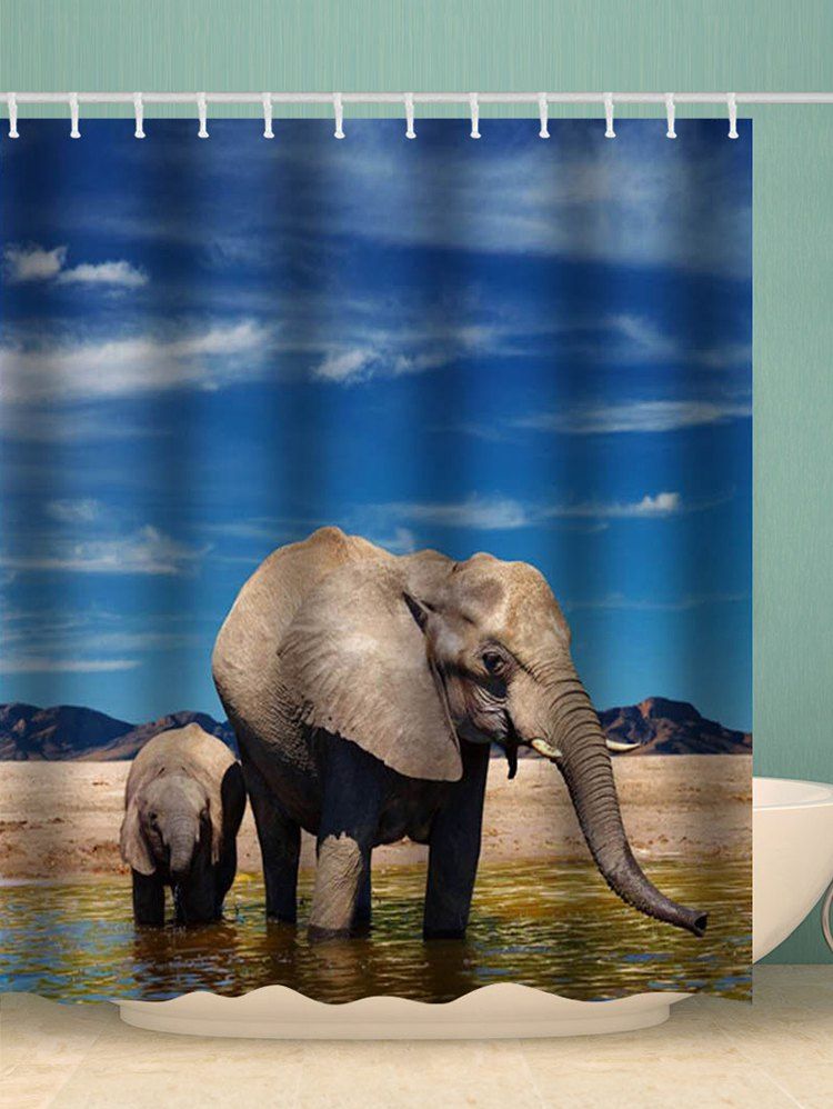 

Elephant Pattern Waterproof Shower Curtain, Multi