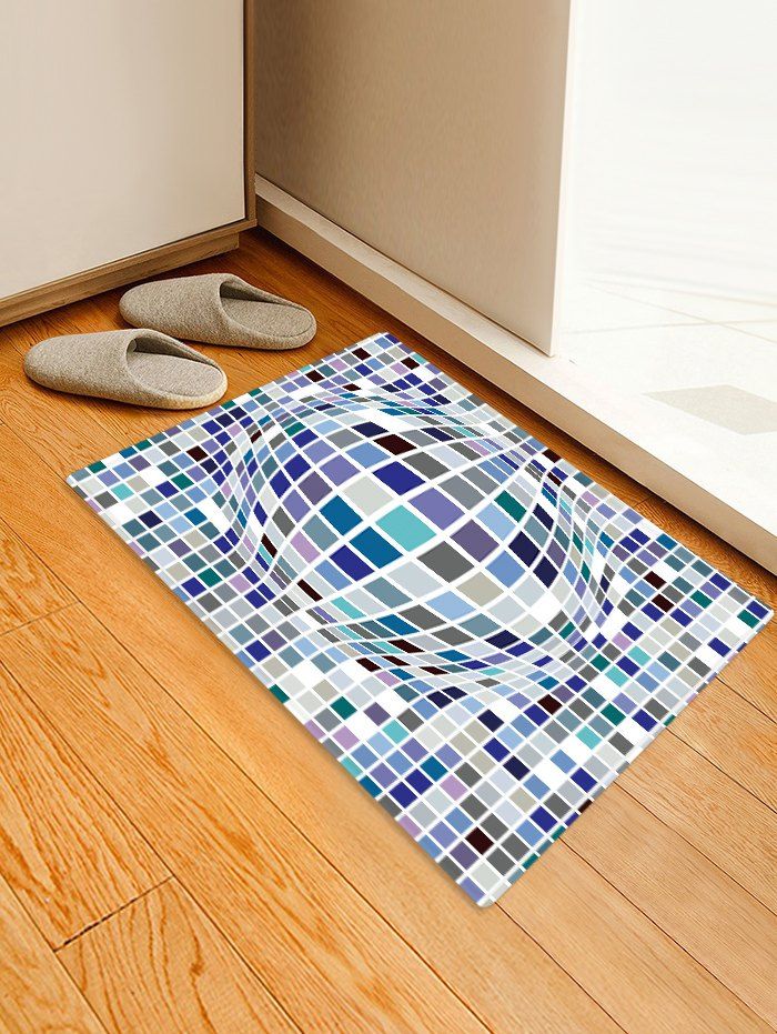 

3D Geometric Print Design Floor Mat, Multi