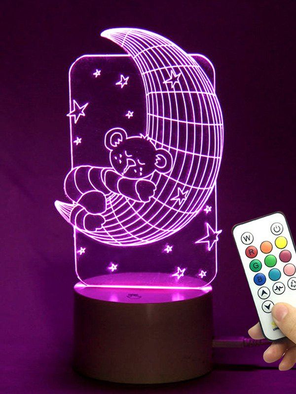 

Bear Moon Shape Color Changing LED Night Light, Transparent