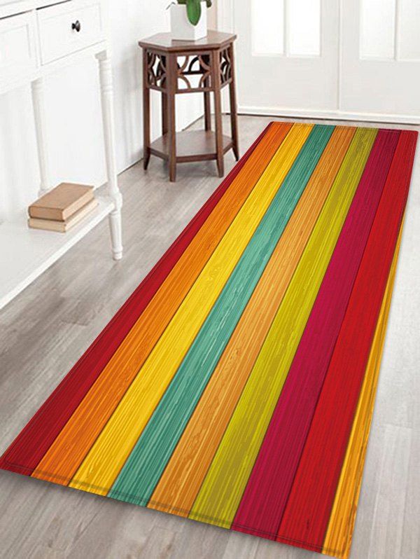

Wooden Design Floor Mat, Ruby red