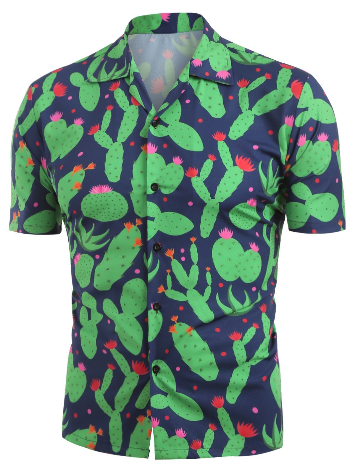 

Cactus Pattern Short Sleeves Shirt, Cadetblue