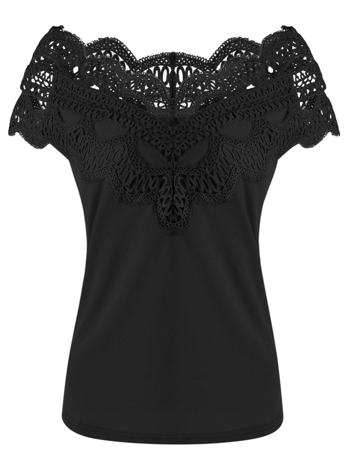 

Off Shoulder Crochet T-shirt, Black