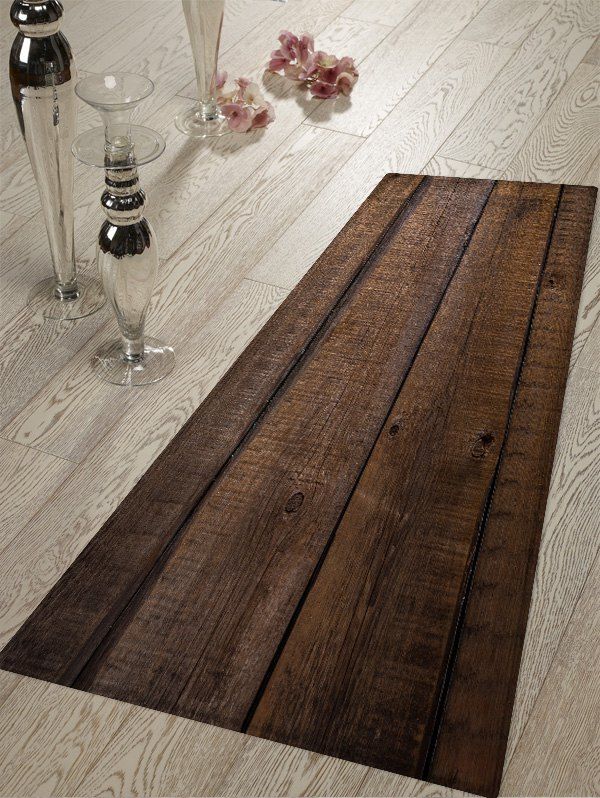

Wooden Grain Design Floor Mat, Coffee