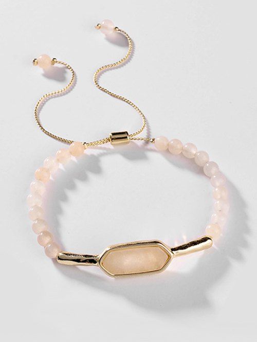 

Stone Beaded Adjustable Bracelet, Champagne
