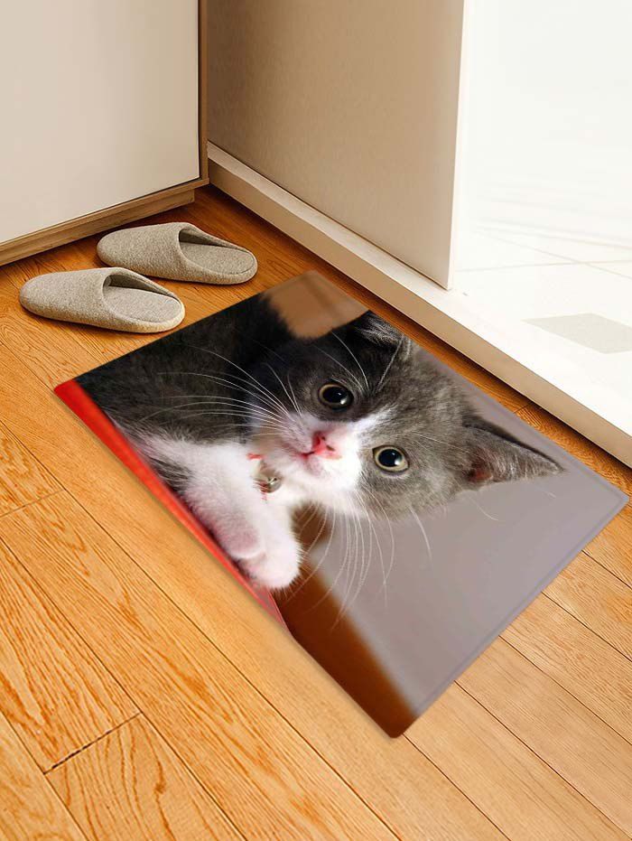 

Cat Design Print Floor Mat, Dark slate grey