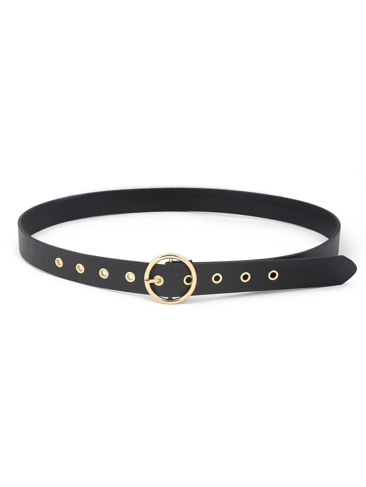 

Round Buckle PU Leather Belt, Black