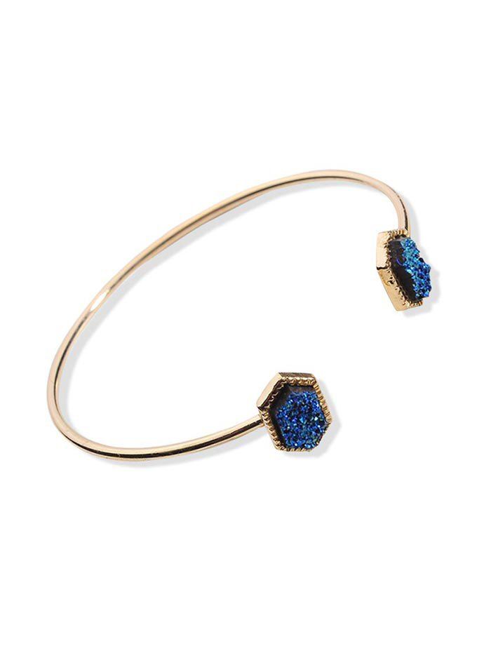 

Geometric Stone Cuff Open Bracelet, Navy blue
