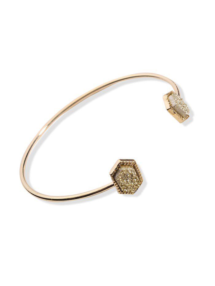 

Geometric Stone Cuff Open Bracelet, Gold