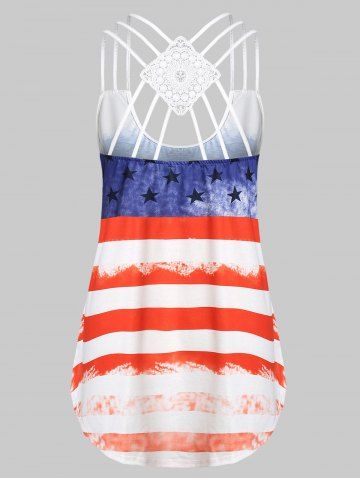 

Plus Size American Flag High Low Tank Top, Multi