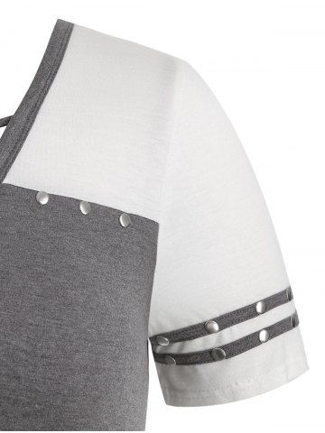 

Plus Size Color Block Criss Cross T Shirt, Carbon gray