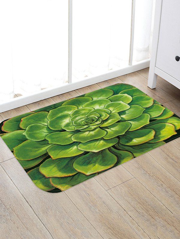 

3D Succulent Plant Flannel Area Rug, Green onion