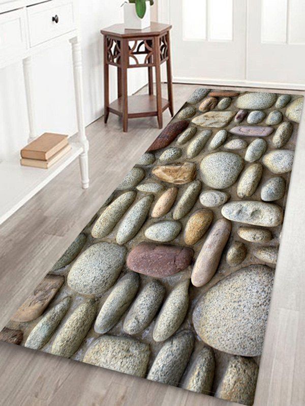 

3D Stone Print Floor Mat, Platinum