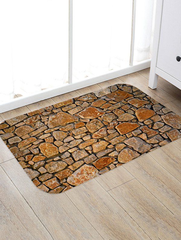 

Stone Brick Print Floor Mat, Sandy brown