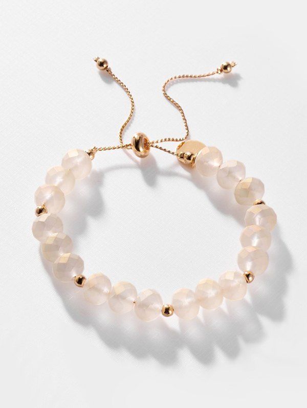 

Adjustable Faux Crystal Beaded Bracelet, Champagne