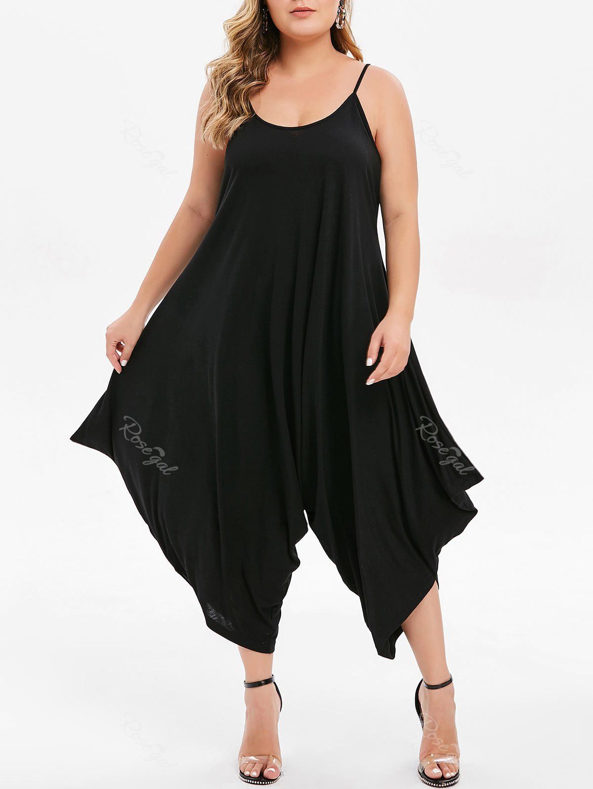 [54% OFF] Plus Size Cropped Baggy Jumpsuit | Rosegal