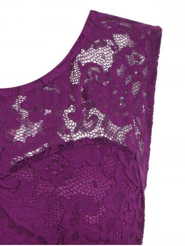 

High Low Sleeveless Lace Dress, Dull purple