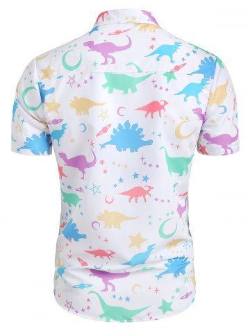 

Dinosaur Star Print Button Up Shirt, White