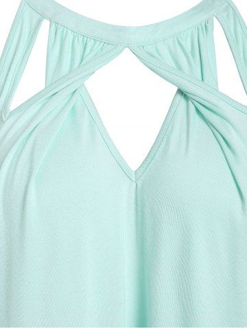 

Solid Tunic Cut Out Tank Top, Light aquamarine
