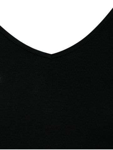 

V Neck Lace Panel T Shirt, Black