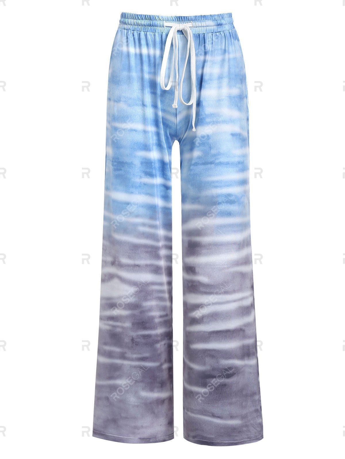 

Flare Overlength Tie Dye Pants, Crystal blue