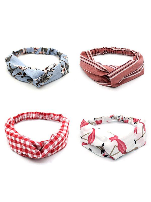 

4 Piece Printed Stretchy Headband Set, Multi-b